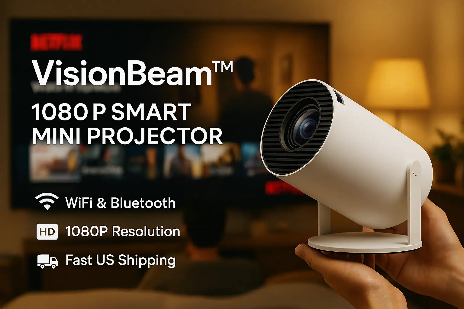 MINIPROJEE™ 1080P Smart Mini Projector – WiFi & Bluetooth | Fast US Shipping (2025 Cozy Tech Gift)